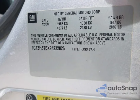 2009 Chevrolet Malibu Lt из США, поврежденный, VIN 1G1ZH57BX94232026